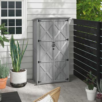 Outsunny Tuinkast met 2 Legplanken - Waterdicht Dak - Grijze, Tuin en Terras, Verzenden, Nieuw