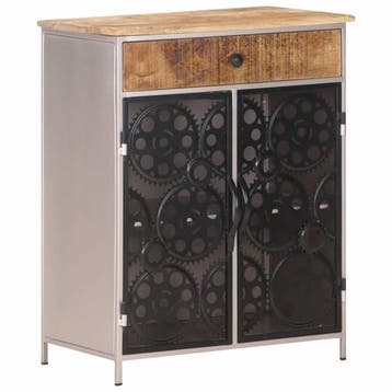vidaXL Dressoir 60x35x75 cm ruw mangohout en ijzer, Huis en Inrichting, Kasten | Dressoirs, Verzenden, Nieuw, 50 tot 100 cm, 25 tot 50 cm