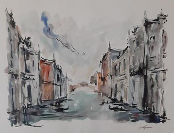 Pietro De Simone (1921 - 2006) - Canal a Canaregio
