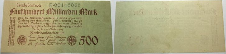 500 Milliarden Mark 1923-10-26 biljet nach Rosenberg Geld..., Postzegels en Munten, Bankbiljetten | Europa | Niet-Eurobiljetten