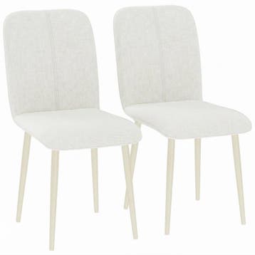 Eetkamerstoelen Set Van 2, Gestoffeerde Keukenstoelen In Lin, Verzenden, Nieuw