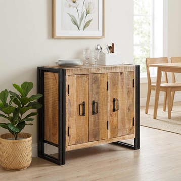vidaXL Dressoir Bruin 80 x 33 x 70 cm massief mangohout, Verzenden, Nieuw, 50 tot 100 cm, 25 tot 50 cm