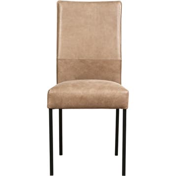 Leren eetkamerstoel Real - Vintage Taupe (taupe/bruin) -, Bruin, Nieuw, Ophalen of Verzenden, Industrieel, Modern
