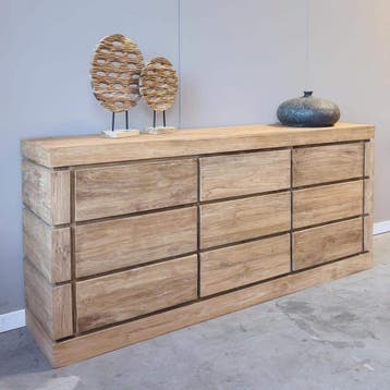 Modern dressoir met laden gerecycled teak -  100 cm, Huis en Inrichting, Ophalen of Verzenden, Nieuw