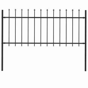vidaXL Tuinhek Woerden met speerpunt staal 170x80 cm zwart, Verzenden, Nieuw, IJzer