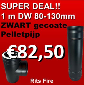 Pelletpijp | dw | 80-130 | ZWART | Rookkanaal | 100 cm |, Huis en Inrichting, Kachels, Nieuw, Hout, Pelletkachel