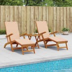 vidaXL Ligstoelkentingen en opvouwbare zonnebader 3 pcs, Verzenden, Nieuw