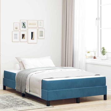 vidaXL Boxspringbed met matras Donkerblauw 120 x 200 cm Stof, Huis en Inrichting, Slaapkamer | Bedden, Verzenden, Nieuw, Blauw