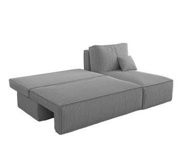 Hoekbank Ribstof Karlito Grijs | Universeel | €399,-, Hout, Hoekbank, 200 tot 250 cm, 100 tot 125 cm