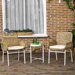 3-delige Outdoor Tuintafel en Stoelen Set - Rotan Design, Tuin en Terras, Tuinsets en Loungesets, 2 zitplaatsen, Nieuw, Stoel