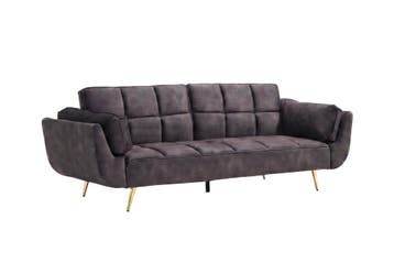 Slaapbank BOUTIQUE 215cm 3-zits fluweel donkergrijs - 48982, Ophalen of Verzenden, Nieuw