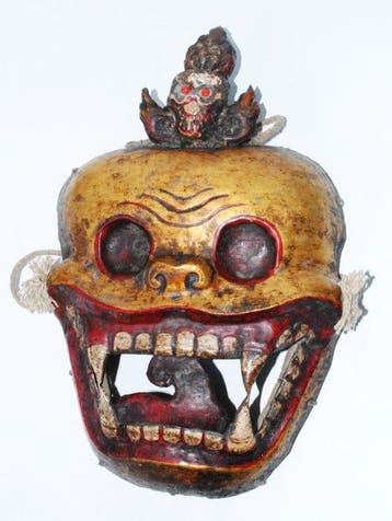Oud metalen masker met Skull-doodshoofd, Citipati