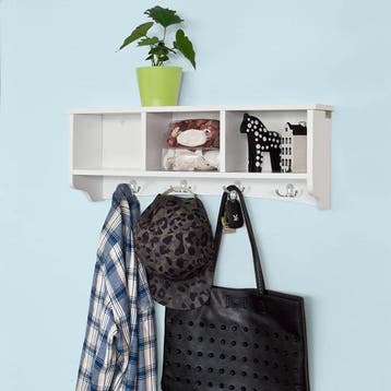 2dekans | SoBuy Wandkapstok - Hangrek - Witte Kapstok -, Huis en Inrichting, Woonaccessoires | Kapstokken, Ophalen of Verzenden