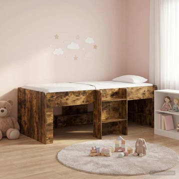 vidaXL Kinder Hoogslaper Gerookt eiken 90 x 190 cm Bewerkt, Verzenden, Nieuw, Bruin, Hout