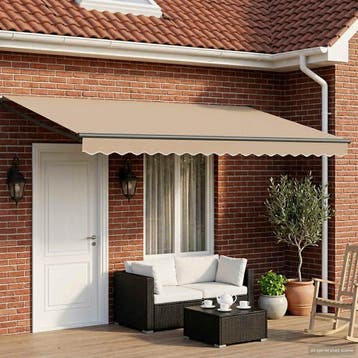 vidaXL Handbediende luifel met LEDs Beige en Antraciet 4 ×, Verzenden, Nieuw