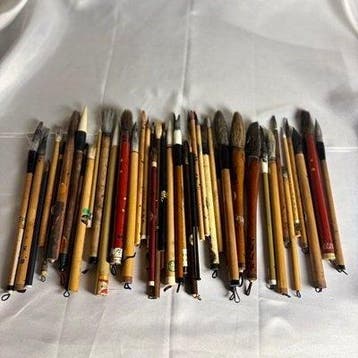 Enorme 50-delige Vintage Aziatische Penseelset voor