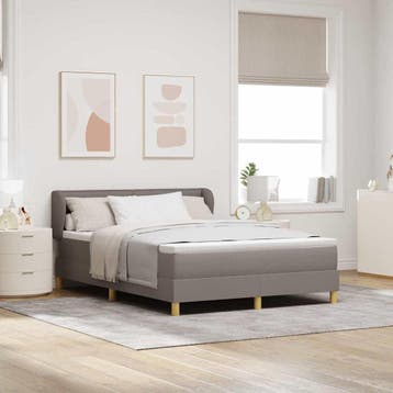 vidaXL Boxspringbed met hoofdeinde Taupe 140 x 200 cm Stof, Huis en Inrichting, Slaapkamer | Bedden, Verzenden, Nieuw, Stof