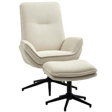 Relaxstoel Met Kruk 360° Draaibare TV-stoel Met Ligfunctie,, Huis en Inrichting, Verzenden, Nieuw