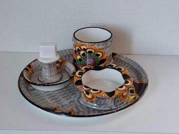 Sigarettenhouder (4) - Aardewerk - Art Deco rookstel
