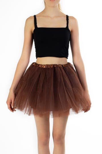 KIMU® Tutu Donkerbruin Tule Rokje 98 104 110 116 Donkerbruin, Ophalen of Verzenden, Nieuw, Meisje