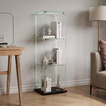 Glazen Vitrinekast met LED – Zwarte 3-Laags Displaykast, Huis en Inrichting, Kasten | Vitrinekasten, Verzenden, Nieuw