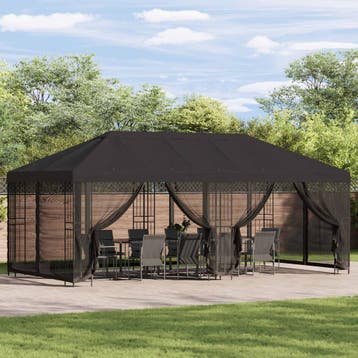 vidaXL Paviljoen met zijwanden 6 x 3 m Antraciet Polyester, Tuin en Terras, Verzenden, Nieuw