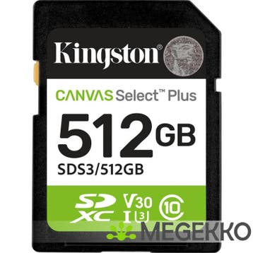 Kingston SD Canvas Select Plus Gen3 512GB, Computers en Software, RAM geheugen, Verzenden, Nieuw