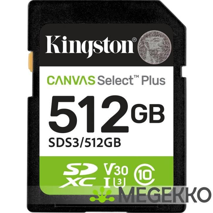 Kingston SD Canvas Select Plus Gen3 512GB, Computers en Software, RAM geheugen, Nieuw, Verzenden