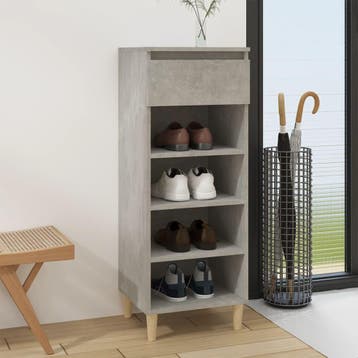 vidaXL Schoenenkast 40x36x105 cm bewerkt hout betongrijs, Verzenden, Nieuw