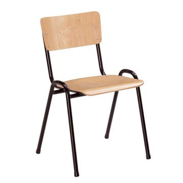 Houten schoolstoel, eetkamerstoel, kantinestoel, kerkstoel, Zwart, Nieuw, Ophalen of Verzenden, Vijf, Zes of meer stoelen