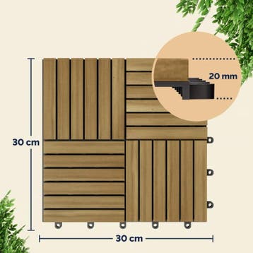 Tegels 11 stuks Acaciahout 30x30cm (Tuin Tegels, Tuinieren), Verzenden, Nieuw
