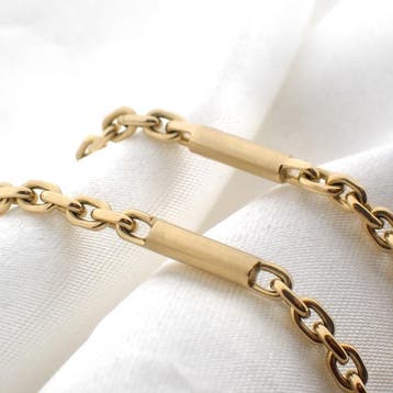 Gouden ankerschakel ketting met staafjes, Ophalen of Verzenden, Gebruikt, Goud, Goud