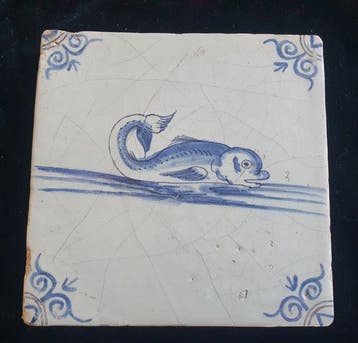 Tegel - 1600-1650 - Delftsblauwe tegels, Antiek en Kunst