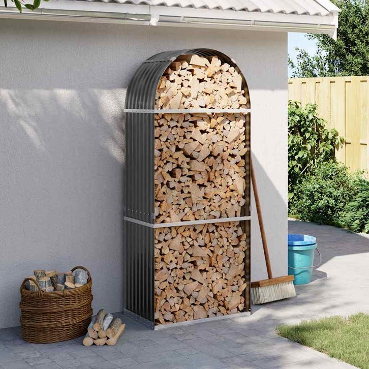 vidaXL Houthouder Antraciet 80x45x190 cm Gegalvaniseerd, Huis en Inrichting, Haarden, Nieuw, Verzenden