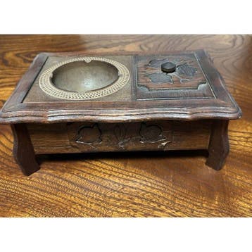 Antiek Japans Art Deco metalen rookkist - Metaal (legering)