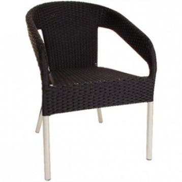 Showroom model Bolero kunststof rotan stoel zwart 4x op, Ophalen of Verzenden