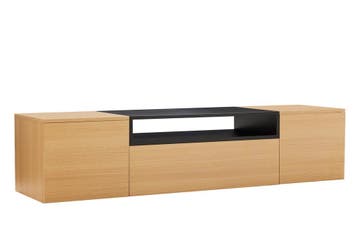 TV-bord LOFT 160 cm hangend naturel zwart - 47808, Ophalen of Verzenden, Nieuw