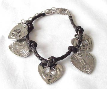 Gevlochten leren armband - bruin, Verzenden, Nieuw