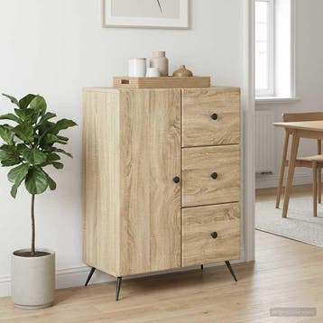 vidaXL Dressoir Sonoma Eiken 66 x 34,5 x 90 cm Bewerkt hout, Verzenden, Nieuw, Overige houtsoorten, Minder dan 50 cm