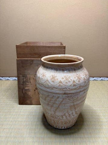 Japanse studioaardewerk bloemvaas (Hanaire) – Craquelé