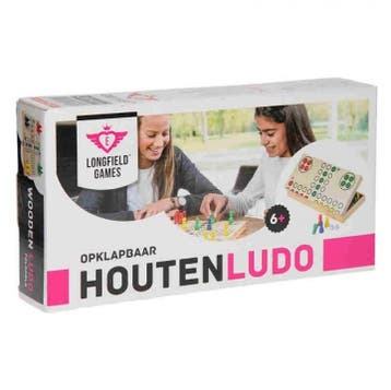 Houten Ludo Spel (Opklapbaar) | Longfield - Reisspellen, Verzenden, Nieuw