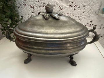 L. Houzeaux - Tureen - Tin - Soepterrine van fijn tin