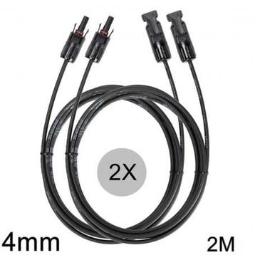4mm MC4 verlengkabel zwart 1-20 Meter 2 Stuks Set 2 Meter, Verzenden, Nieuw, Overige typen