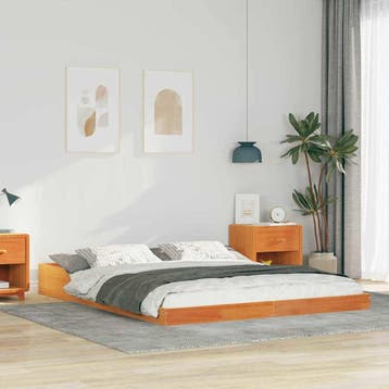 vidaXL Bedframe Wasbruin 160 x 210 cm Massief grenenhout, Verzenden, Nieuw, Bruin, Hout