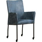 Leren eetkamerstoelen met armleuning en wieltjes, Ophalen of Verzenden, Nieuw, Leer