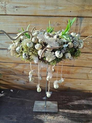 Metalen frame bloemstukhouder hoge standaard met plaat, Ophalen of Verzenden, Nieuw