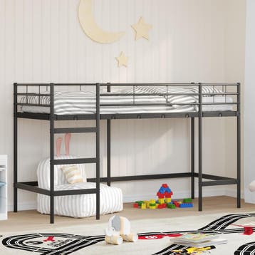 vidaXL Loftbed voor Kids Effen Zwart 100 x 190 cm Staal, Huis en Inrichting, Slaapkamer | Bedden, Verzenden, Nieuw, Zwart, Metaal