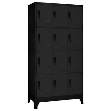 vidaXL Lockerkast 90x45x180 cm staal zwart, Verzenden, Nieuw