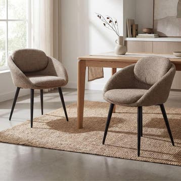 Eetkamerstoelen - Set van 2 - Met armleuning - Bruin - Ya-Ho, Verzenden, Zo goed als nieuw