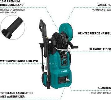 2dekans | VONROC Hogedrukreiniger V24-2 - 2400W – 180 bar -, Ophalen of Verzenden, Zo goed als nieuw